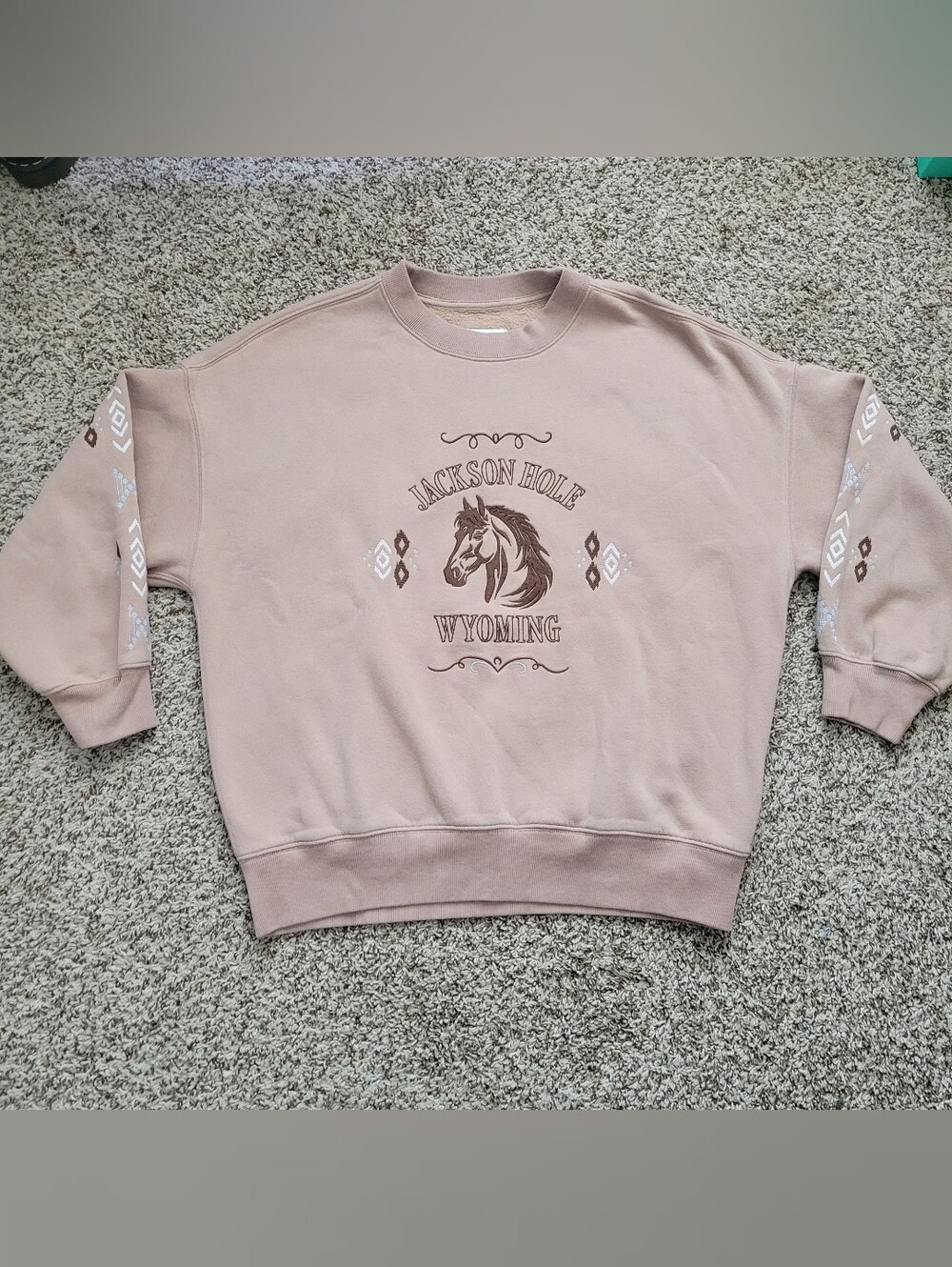 Abercrombie & Fitch Sweatshirt Jackson Hole Wyoming Brown Horse Western Small